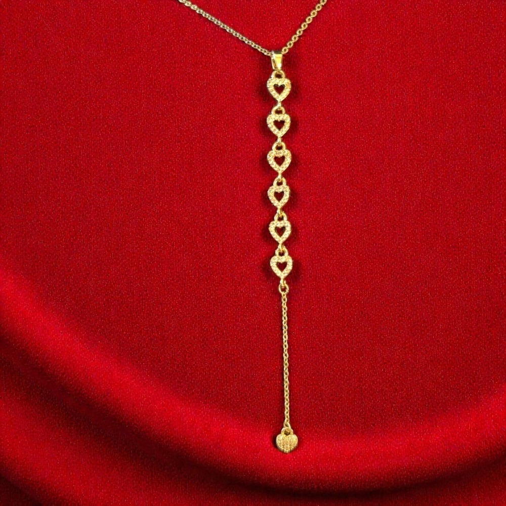 Heart Lariat Eden By Adina Eden Gold Tone Necklace Drop Pendant NWOT With Box